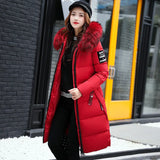 2024 New Color Big Hair Collar Long Women's Cotton-Padded Coat Fashion Slim Korean Version Cotton-Padded Coat-Outfit
