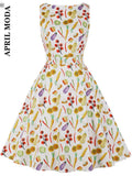 Summer Pin Up Print Casual Party Dress 2022 Women Sleeveless Retro Robe 60s 50s Vintage Rockabilly Swing Dress