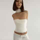 Autumn Fashion Trend Women's New One-Word Shoulder-To-Shoulder Umbilly Solid Color With A Small
