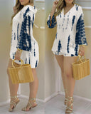 Women Plain Bell Sleeve V-Neck Long Casual Loose Top &amp; Shorts Set Casual Summer Solid Streetewar Suit