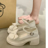 Jane Small Leather Shoes Female Platform Increased Spring 2025 New Sweet Bow Shallow Mouth Single Shoes A Word