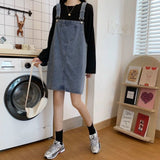Women Denim Summer Split Pockets All Match Vintage Mini Dresses Fashion Streetwear Korean Loose High Waist Denim