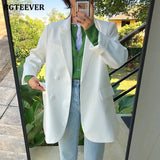 Chic Loose Light Green Women Blazer Summer One Button Female Suit Jacket Full Sleeve Outwear blaser femme