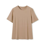 2022 Summer Casual Solid V-Neck T-shirt Women Knitted Cotton Basic Short Sleeve Tops Female Soft White Tee Shirt