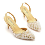Cm Light-Mouthed Pointed Sandals White Pearl Fine Heel Sandals Large Size Wedding Shoes Bride Wedding Wedding Wedding Shoot Pearl