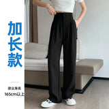 Wide Leg Pants Female Spring And Summer New Style High Waist Hanging Feeling Design Sense Shows Thin Straight Tube Small White Suit Mop The Floor Pants-Outfit