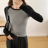 Color Long-Sleeved T-Shirt A New Autumn Style Slim Body With A Short Bottomed Blouse In The Rotator