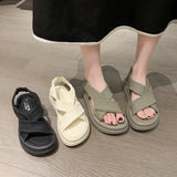2025 New Fashion Cross-Platform Sandals Women's Simple Solid Color Trend Light Casual Beach
