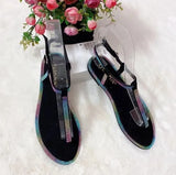 Zingj Color Rhinestone Sandal Plus Size Wear Clip Toe Women's Shoes Plus Size