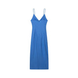 Blue Slip Long Dress Women Ruched Elegant Party Dresses For Women 2023 Backless Sexy Summer Woman Dress Evening