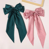 New Fashion Bowknot Streamer Hairpin Woman Girls Satin Ribbon Barrette Bow Back Head Spring Clip Headwear Hair