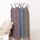 2021 Summer Leopard Midi Dress Woman Sleeveless Camisole Dress Korean Female Sundress Leisure