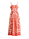 2025 Spring New Fashion Temperament Printing Advanced Feeling Waist Show Thin Model Of Slings Dress