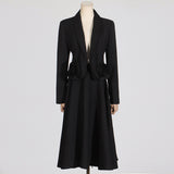 Wind Niche Stereo Rose Cut Deep V Collar 2025 Autumn New Solid Color Small Suit Short Coat