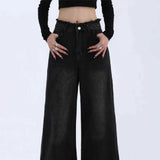Vintage Dark Wash Patchwork Wide Leg JeansOutfit