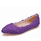 Bridal Shoes Handmade Wedding Shoes Color Flat-Soled Wedding Shoes Bridesmaids Performance Flat Heel Single