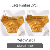 2PCS/Set Lace Women's Panties Sexy Transparent Middle Waist Panties For Women Hollow Out Lingerie Female Pantys