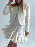 Summer White Ruffles High Waist Mini Skirt Women Casual Pleated Fluffy A-line Skirts Elegant Fashion Lady Party