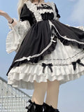 Color Japanese Dress Women Ruffled Patchwork High Waist Fairy Robe Y2k Aesthetic Ladies Sweet Dresses Vestido De