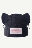 Logo Patched Cute Ear Beanie Hat- Outfit