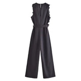 Ruffle Black Jumpsuit Women Elegant Long Jumpsuits Woman 2023 Sleeveless Party Summer Woman Jumpsuit New Women's