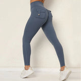 Zingj Butt Overalls Tight Pocket Yoga Pants Female High Waist Elastic Lift Hip Button Speed Dry Running Fitness Pants Women-Outfit
