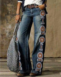 Zingj Plus Size Casual Pants Thin Jeans Wide Leg Pants 211-1-Outfit