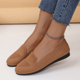 Bottom Flying Weaving Shallow Mouth Low-Top Single Shoes Women's New One-Legged Large-Size Lazy Work