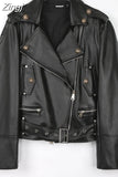 Spring Autumn Cool Bright Green Pu Leather Biker Jacket Women Zipper Long Sleeve Luxury Designer Streetwear Fashion