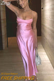 Women Sexy Bodycon Maxi Dress Ladies Low Cut Spaghetti Strap Dress Sleeveless Sling Long Dress Party