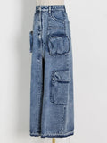 Zingj Design Sense A Skirt Spring 2024 New Fashion Temperament Splicing Tooling Pocket Skirt
