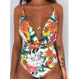Sexy Women Swimwear One Piece Swimsuit Female Bather Printed Bathing Suit Swim Long Strap Wrap Around Lady