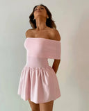 Off Shoulder Pleated Mini Dress-Outfit