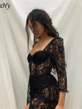 Hollow Lace up Elegant Maxi Dresses Women 2021 Summer Fairy Grunge Long Prom Dress Mujer Vestidos Birthday Outfits-Outfit