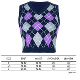 Sweater Vest Women Black Sleeveless Plaid Knitted Crop Sweaters Casual Autumn Preppy Style 2020 tops V Neck