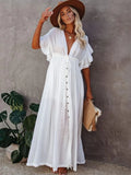 Bikini Cover-ups Long White Tunic Casual Summer Beach Dress Elegant Women Plus Size Beach Wear Swim Suit Cover