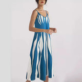 Zingj Summer New Hot Style Casual Slip Print V-Neck Sleeved Dress Dress-Outfit