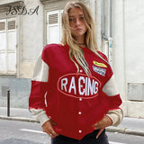 Oversized Baseball Jackets Varsity Women Black 2021 Autumn Winter Long Sleeve Y2K Fashion Vintage Coat Bomber