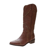Rival Western Cowboy Boots 2025 New British V Head Headed Coarse And High-Heeling Knight