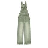 Green Denim Overalls Pant for Women Y2k Streetwear Baggy Pocket Jeans Straight Bib Denim Rompers Trousers Korean