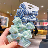 Pcs/set Cotton Dot Printed Hair Clips For Cute Girls Plaid Bowknots Boutique Barrettes Kids Hair Accessories Hairpins 2020