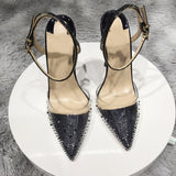 Women pumps 2020 transparent 10cm thin high heels fashion sexy pointed toe 8cm slip-on party black big size shoes SJ003