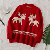 Women Vintage Loose Casual Sweaters Geometric Retro Lazy Female Harajuku Korean Style Womens 2021 Chic New