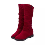 Zingj 2023 New Boots Women's High Boots Martin Boots Velvet Frosted Round Head Thin Legs Women's Shoes- Outfit