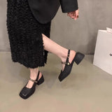 Sense Of Color Square Mary Treasure Shoes Coarse Heel Head Sandals Retro Commuter Buckle Back Empty Women Singles