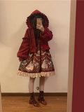 Lolita Cute Jacket Women Japanese Sweet Ruffles Kawaii Coat Tops Thicked Warm Cropped Hooded 2024 Chaqueta