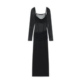 Bare Back Sling Dress Spring New Leisure Wind-Scared Belt Print