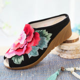 Zingj Summer New Three-Dimensional Embroidered Fish Mouth High Slope With Cool Slippers Ladies Embroidered Cloth
