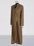 Temperament Commuting Wind Irregular Coat 2025 Summer New Personality Splicing Tie Deconstruction Design Long Windwear