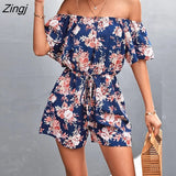 Print Rompers womens jumpsuit Summer 2022 temperament women's shorts jumpsuit fashion casual suit